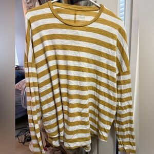 Aerie XL mustard and white stripe top like new